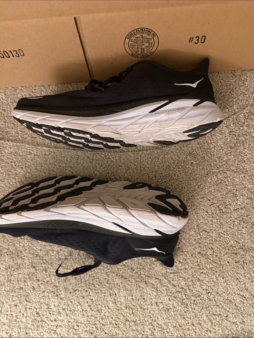 HOKA Men's Clifton 8 Running Shoes Black- Men’s Size 11D - Picture 6 of 10